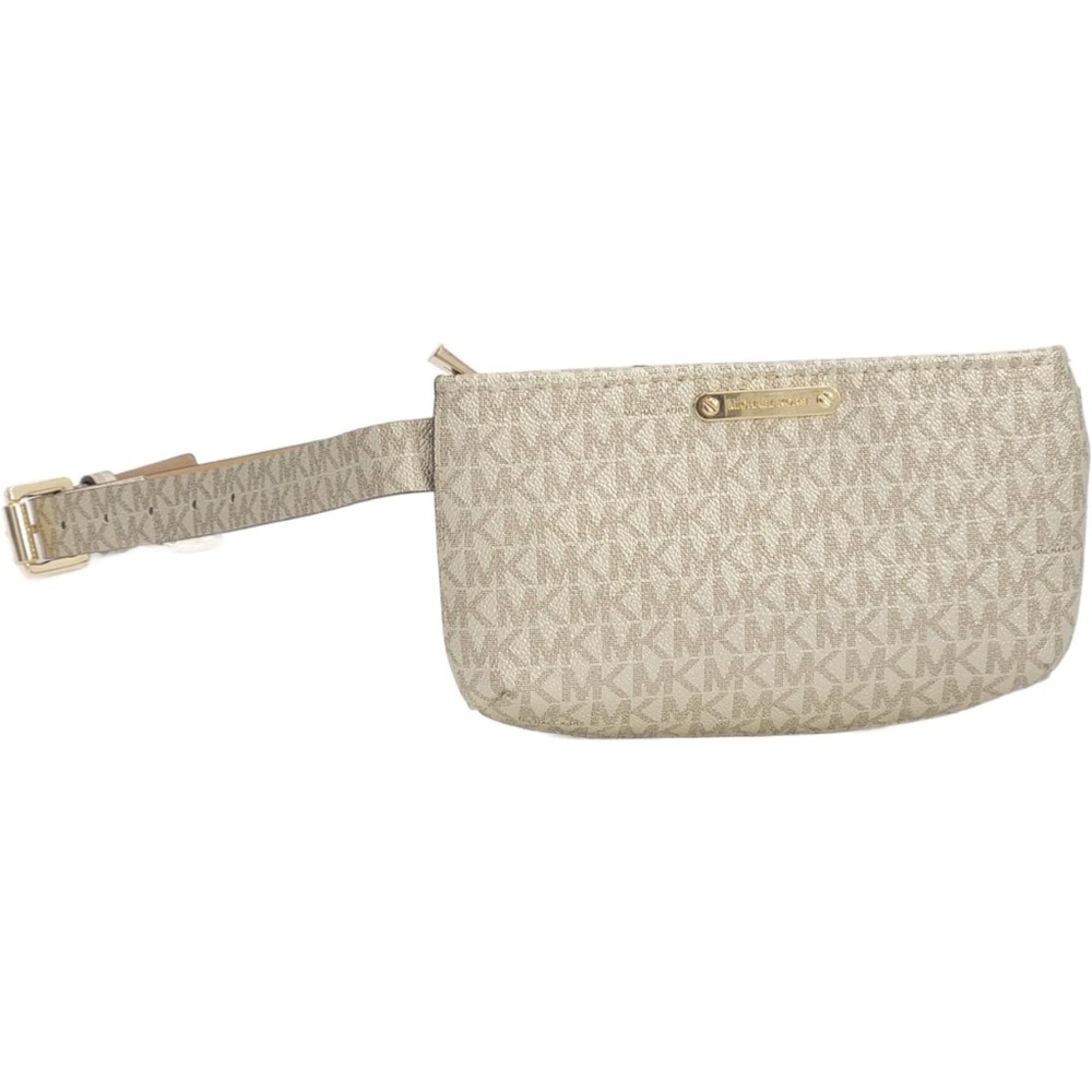 Michael Kors Gold Tone Logo Design With Gold Hardware Adjustable Belt Bag (L/XL)